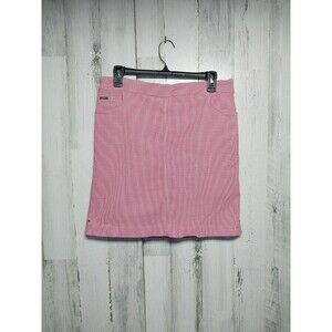 Renuar Size 10 Red And White Striped Pull On Stretch Skirt Built In Shor…